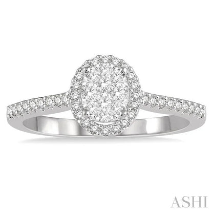Oval Shape Halo Lovebright Essential Diamond Engagement Ring