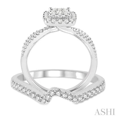 Cushion Shape Halo Lovebright Diamond Wedding Set