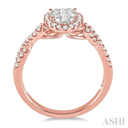 Oval Shape Halo Lovebright Diamond Engagement Ring