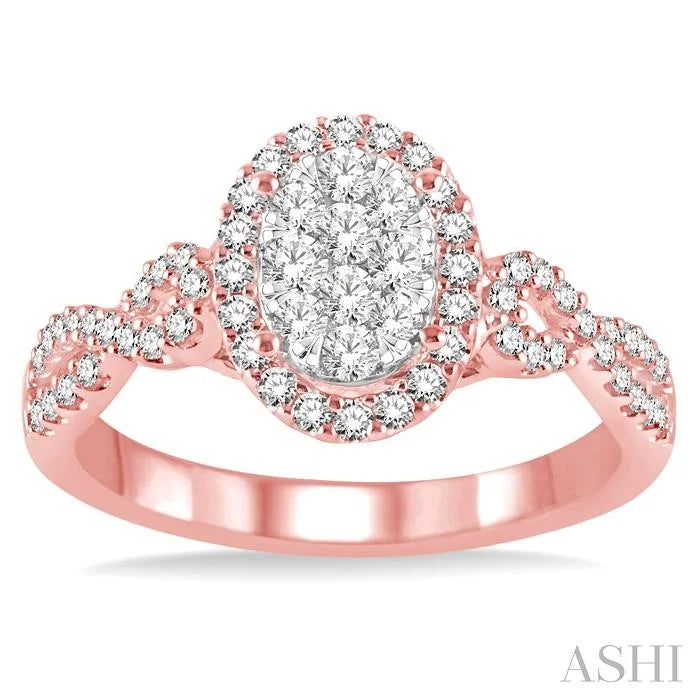 Oval Shape Halo Lovebright Diamond Engagement Ring