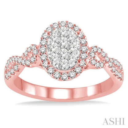 Oval Shape Halo Lovebright Diamond Engagement Ring