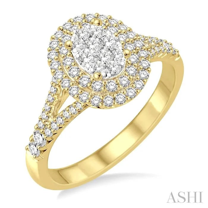 Oval Shape Halo Lovebright Diamond Engagement Ring