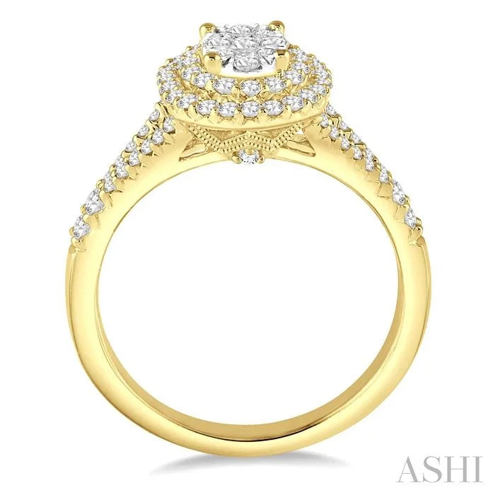 Oval Shape Halo Lovebright Diamond Engagement Ring