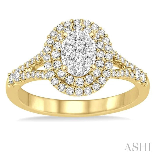 Oval Shape Halo Lovebright Diamond Engagement Ring