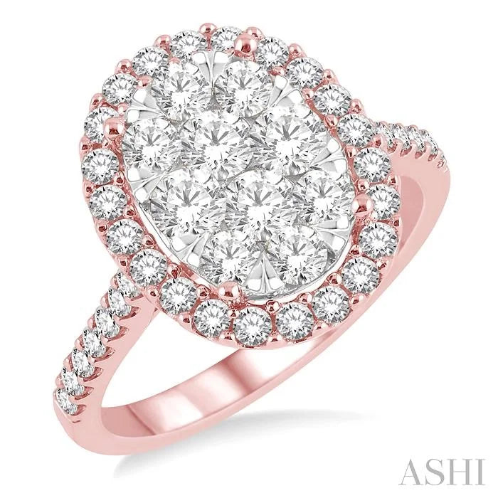 Oval Shape Halo Lovebright Essential Diamond Engagement Ring