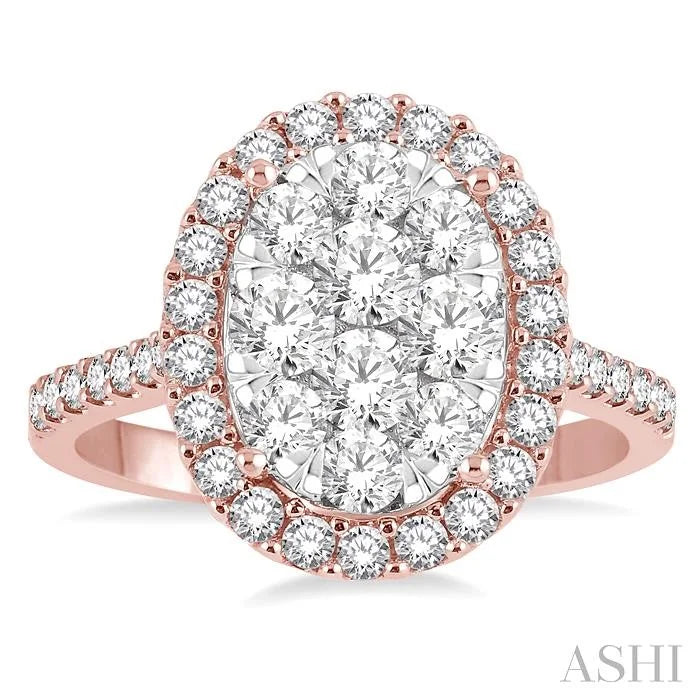 Oval Shape Halo Lovebright Essential Diamond Engagement Ring