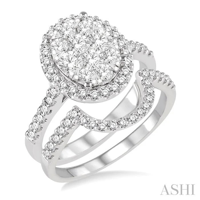 Oval Shape Halo Lovebright Diamond Wedding Set