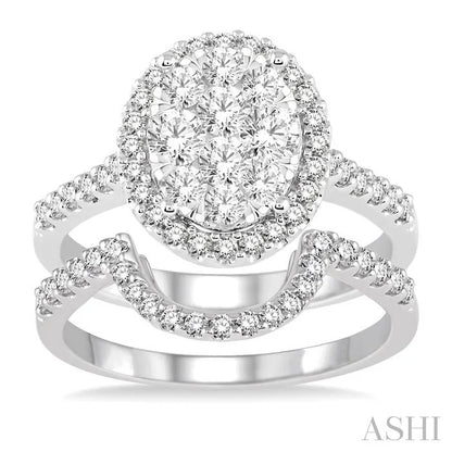 Oval Shape Halo Lovebright Diamond Wedding Set