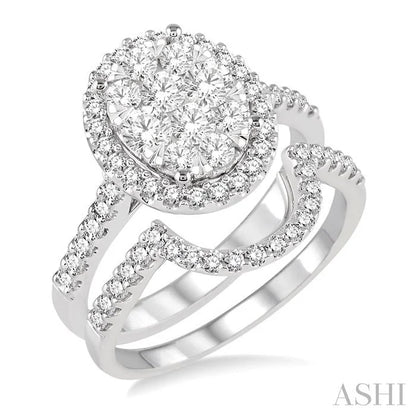 Oval Shape Halo Lovebright Diamond Wedding Set