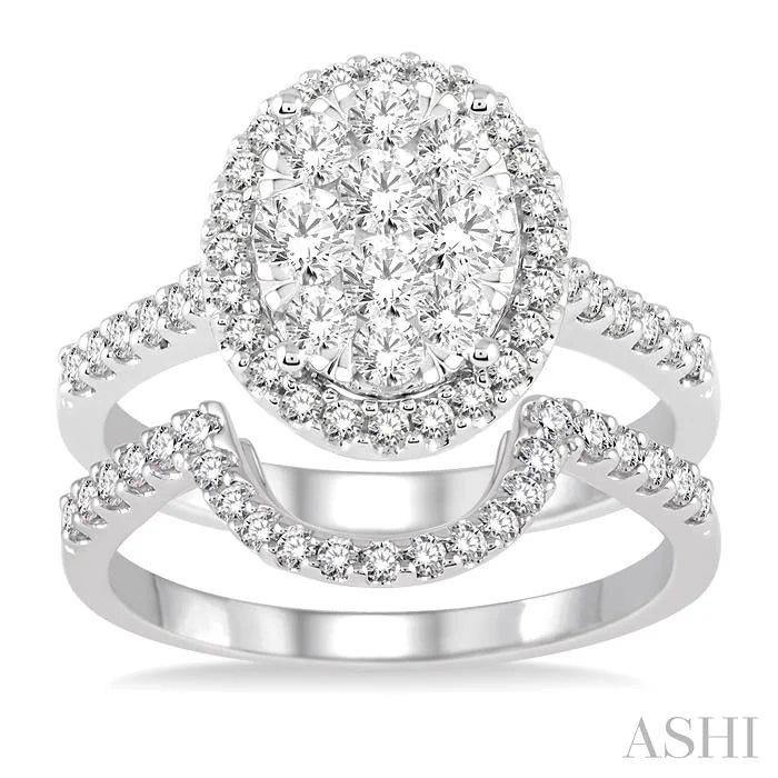 Oval Shape Halo Lovebright Diamond Wedding Set