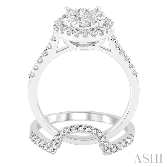 Oval Shape Halo Lovebright Diamond Wedding Set