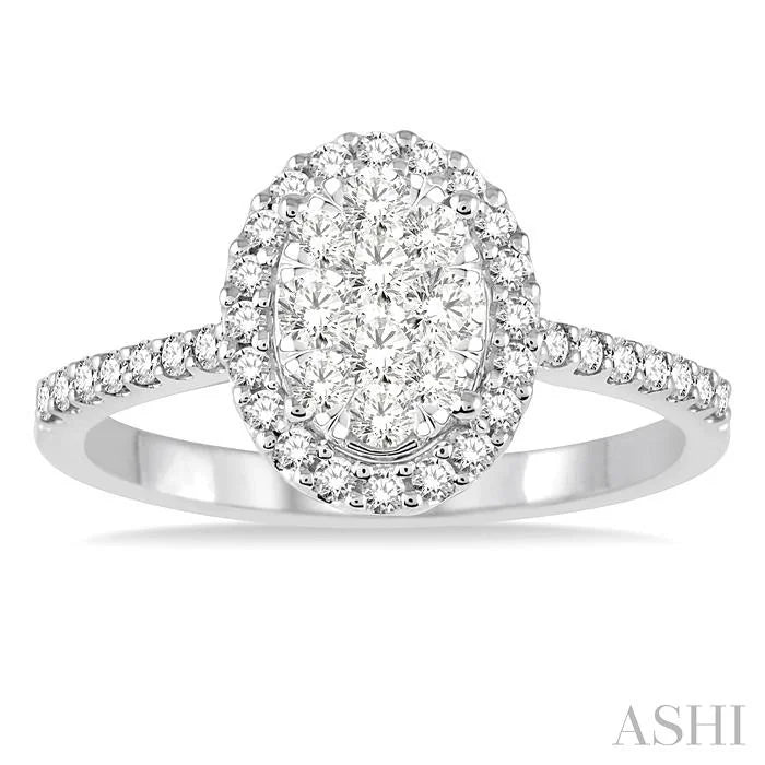 Oval Shape Halo Lovebright Essential Diamond Engagement Ring