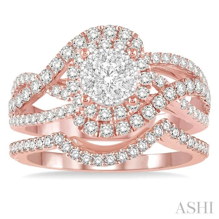 Round Shape Halo Lovebright Diamond Wedding Set