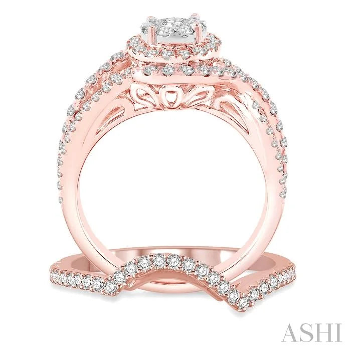 Round Shape Halo Lovebright Diamond Wedding Set