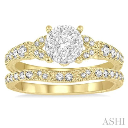 Round Shape Lovebright Diamond Wedding Set