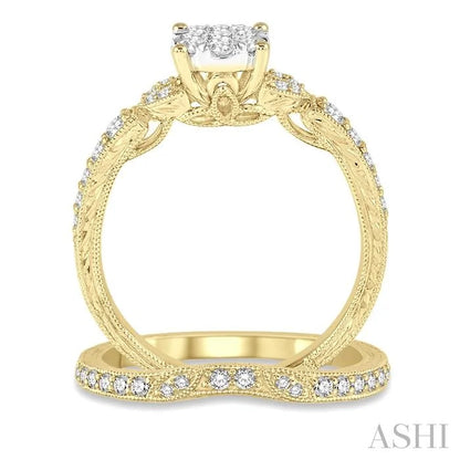 Round Shape Lovebright Diamond Wedding Set