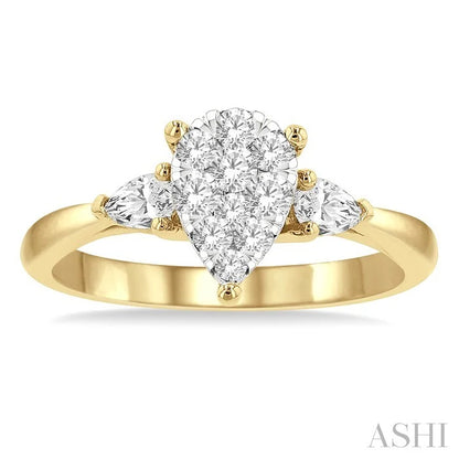 Pear Shape Lovebright Diamond Engagement Ring