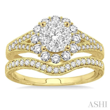 Round Shape Halo Lovebright Diamond Wedding Set