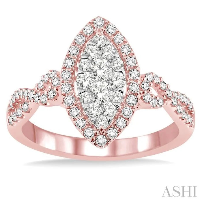 Marquise Shape Halo Lovebright Diamond Engagement Ring