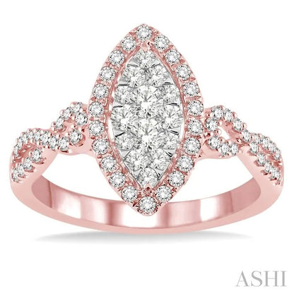 Marquise Shape Halo Lovebright Diamond Engagement Ring