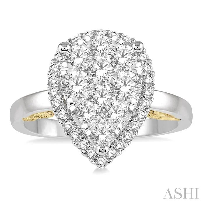 Pear Shape Halo Lovebright Essential Diamond Ring