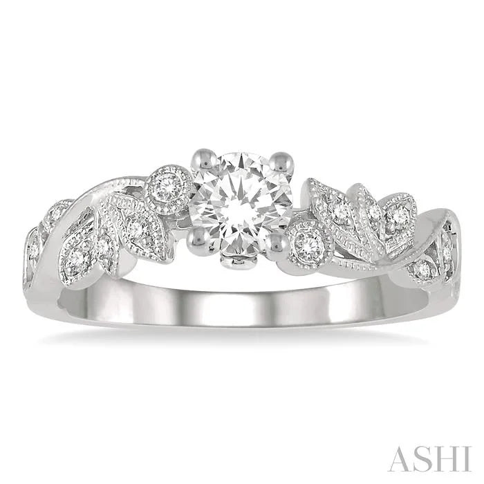 Round Shape Semi-Mount Diamond Engagement Ring