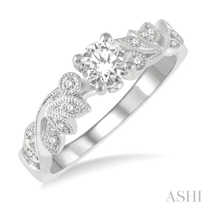 Round Shape Semi-Mount Diamond Engagement Ring