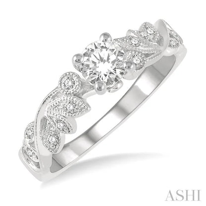 Round Shape Semi-Mount Diamond Engagement Ring