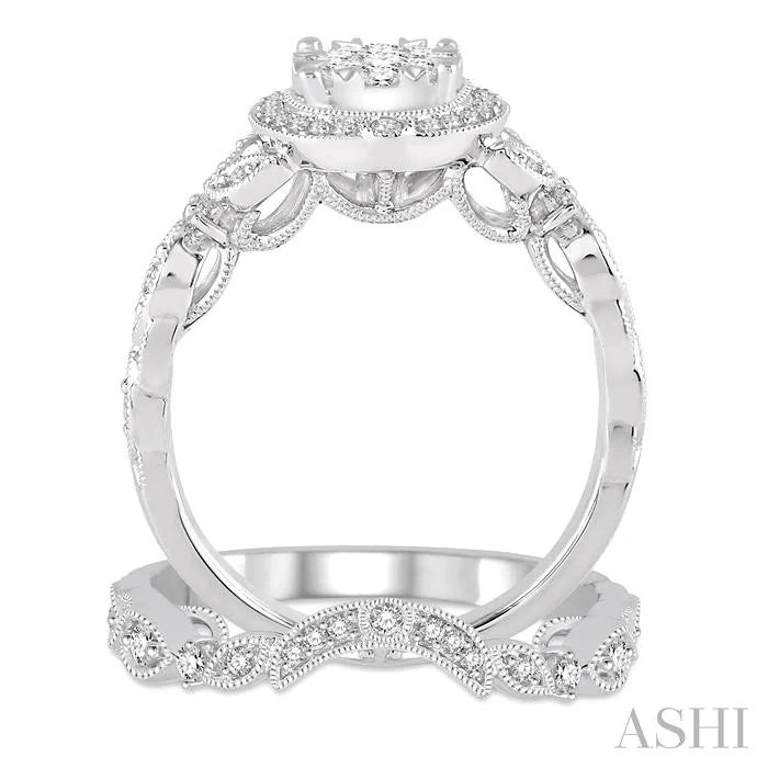 Round Shape Halo Lovebright Diamond Wedding Set