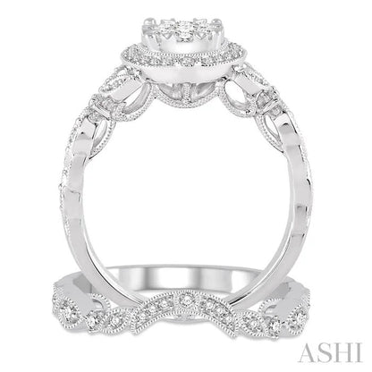 Round Shape Halo Lovebright Diamond Wedding Set