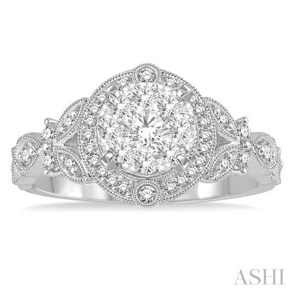Round Shape Halo Lovebright Diamond Engagement Ring