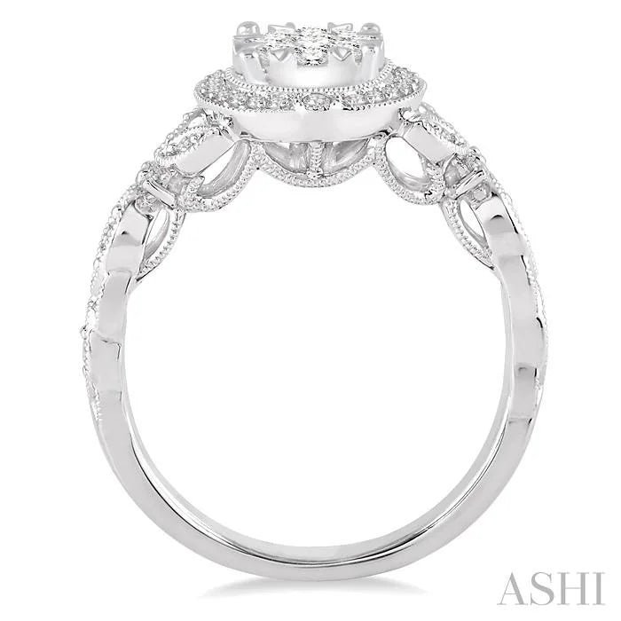 Round Shape Halo Lovebright Diamond Engagement Ring