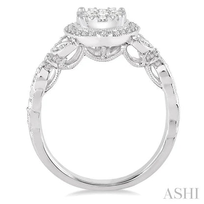 Round Shape Halo Lovebright Diamond Engagement Ring