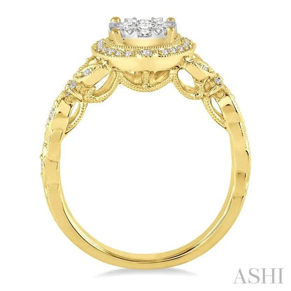 Round Shape Halo Lovebright Diamond Engagement Ring