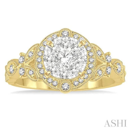 Round Shape Halo Lovebright Diamond Engagement Ring