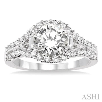 Round Shape Semi-Mount Diamond Engagement Ring