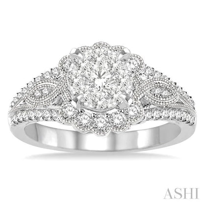 Round Shape Lovebright Diamond Engagement Ring