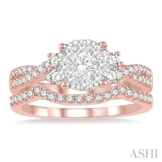 Round Shape Lovebright Diamond Wedding Set