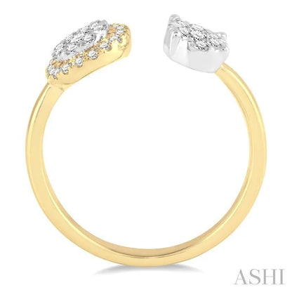 2 Stone Halo Lovebright Diamond Fashion Open Ring
