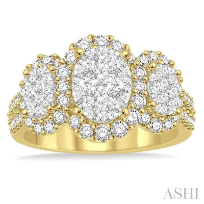 Oval Shape Past Present & Future Halo Lovebright Diamond Engagement Ring