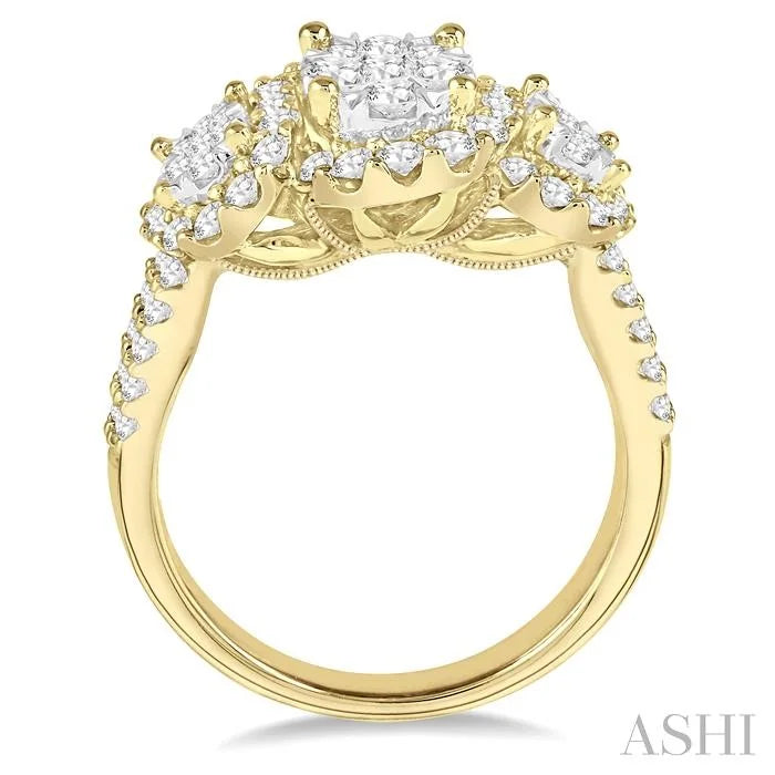 Oval Shape Past Present & Future Halo Lovebright Diamond Engagement Ring