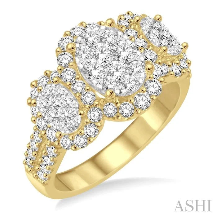 Oval Shape Past Present & Future Halo Lovebright Diamond Engagement Ring