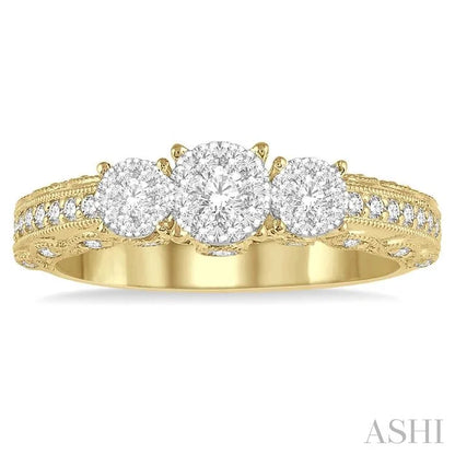 Round Shape Past Present & Future Lovebright Diamond Engagement Ring