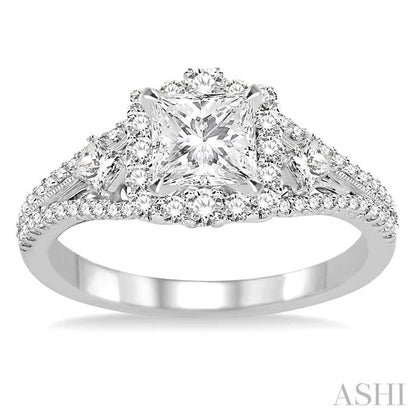 Princess Shape Halo Diamond Engagement Ring