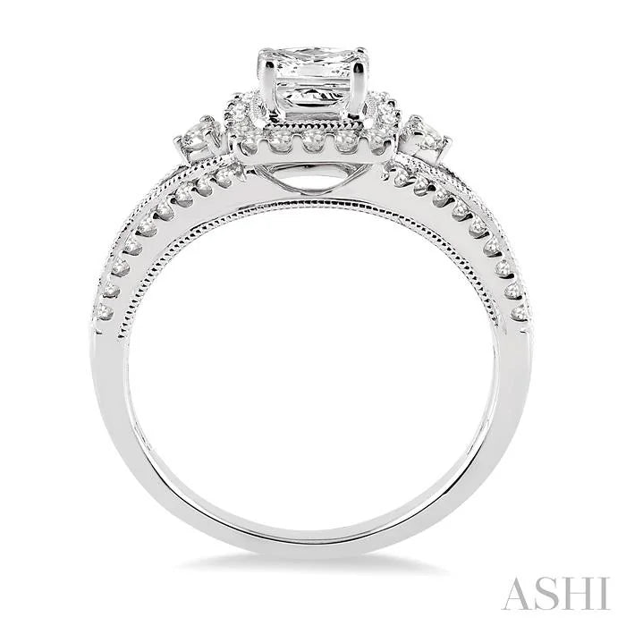 Princess Shape Halo Diamond Engagement Ring