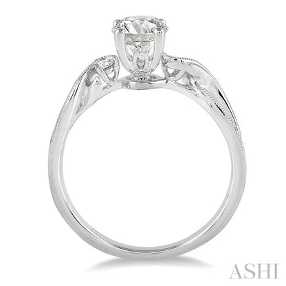 Round Shape Semi-Mount Diamond Engagement Ring
