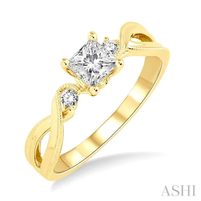 Princess Shape Semi-Mount Diamond Engagement Ring