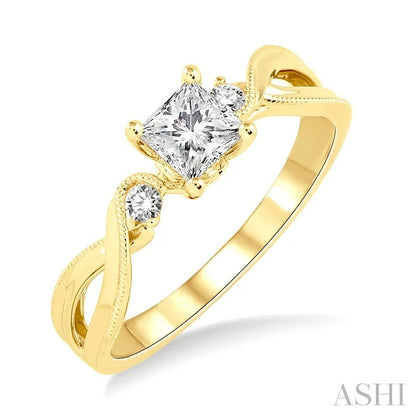 Princess Shape Semi-Mount Diamond Engagement Ring