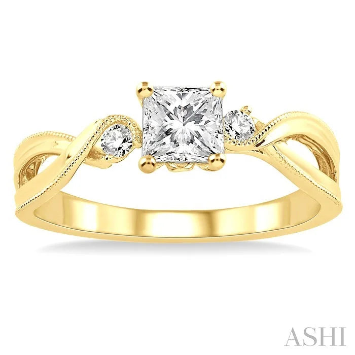 Princess Shape Semi-Mount Diamond Engagement Ring