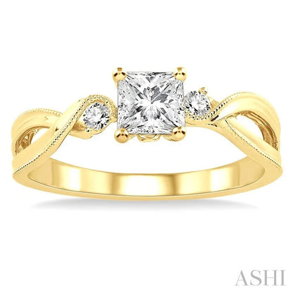 Princess Shape Semi-Mount Diamond Engagement Ring